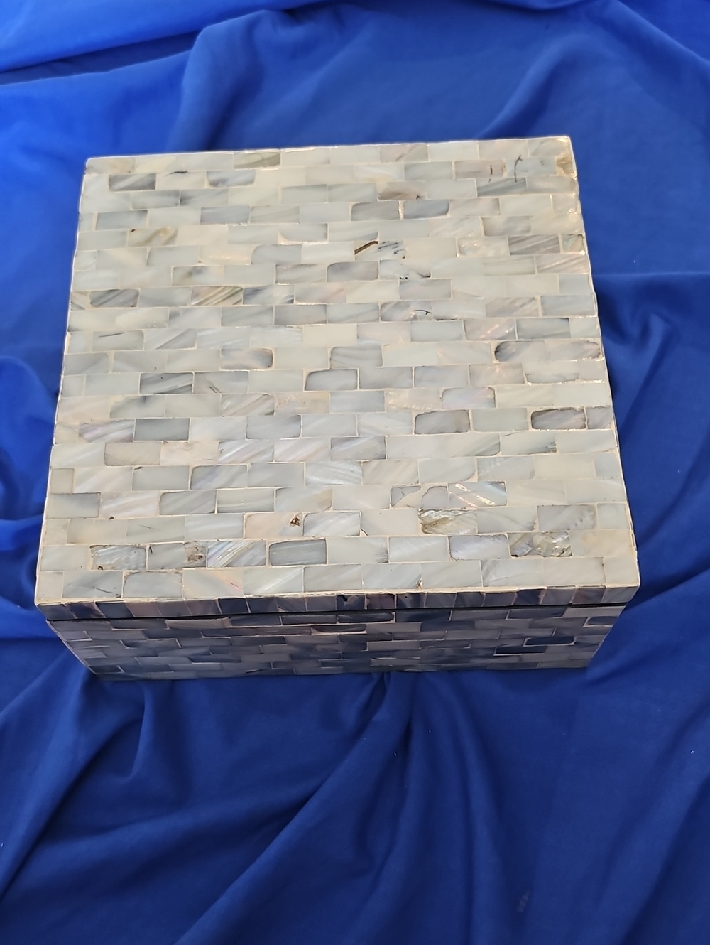 Mother of Pearl Inlay Square Mosaic Tile Trinket Box